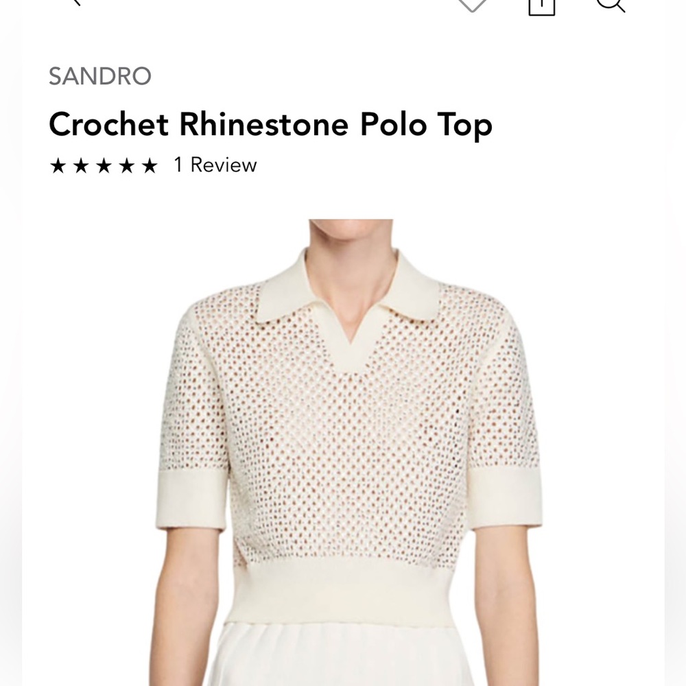 Sandro top. Open knit. Like new. Size 4 of Sandro. Rhinestones crochet